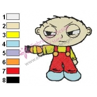 Stewie Holding a Gun Family Guy Embroidery Design